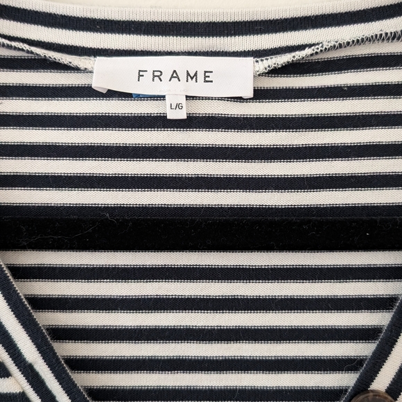 Frame Denim Black and White Striped Short Sleeve Tee - Picture 2 of 6